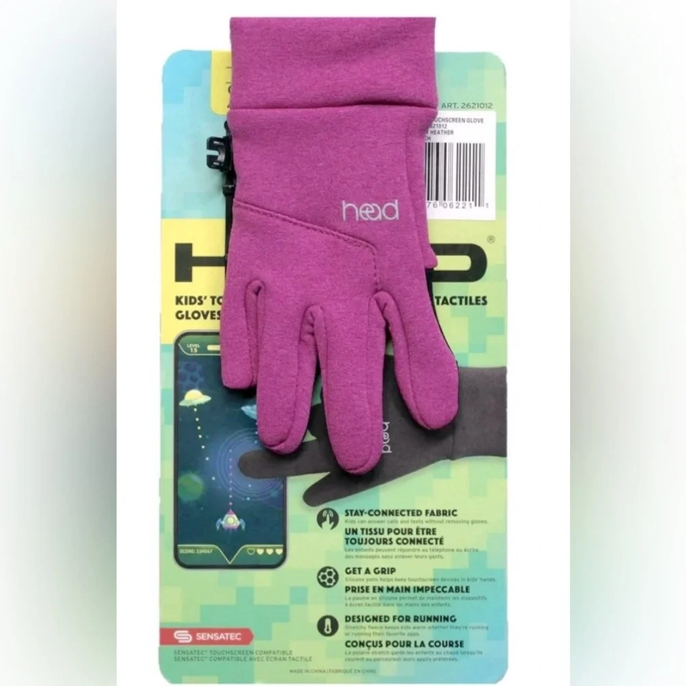NWT Head Kid's Touchscreen Gloves and Mittens, Rasberry Heather, Large